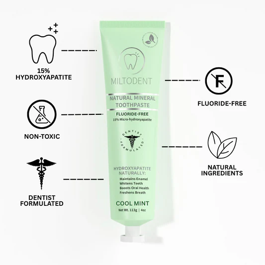 Miltodent Premium Hydroxyapatite Toothpaste in cool mint flavor