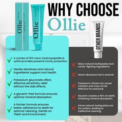 Ollie toothpaste comparison chart with other brands