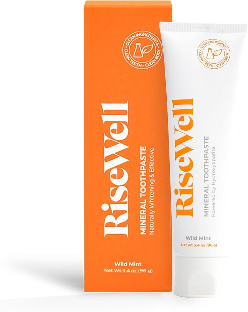 Risewell mineral toothpaste in a clean white tube