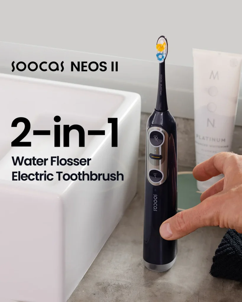 Soocas NEOS ii 2-in-1 Water flosser plus toothbrush.