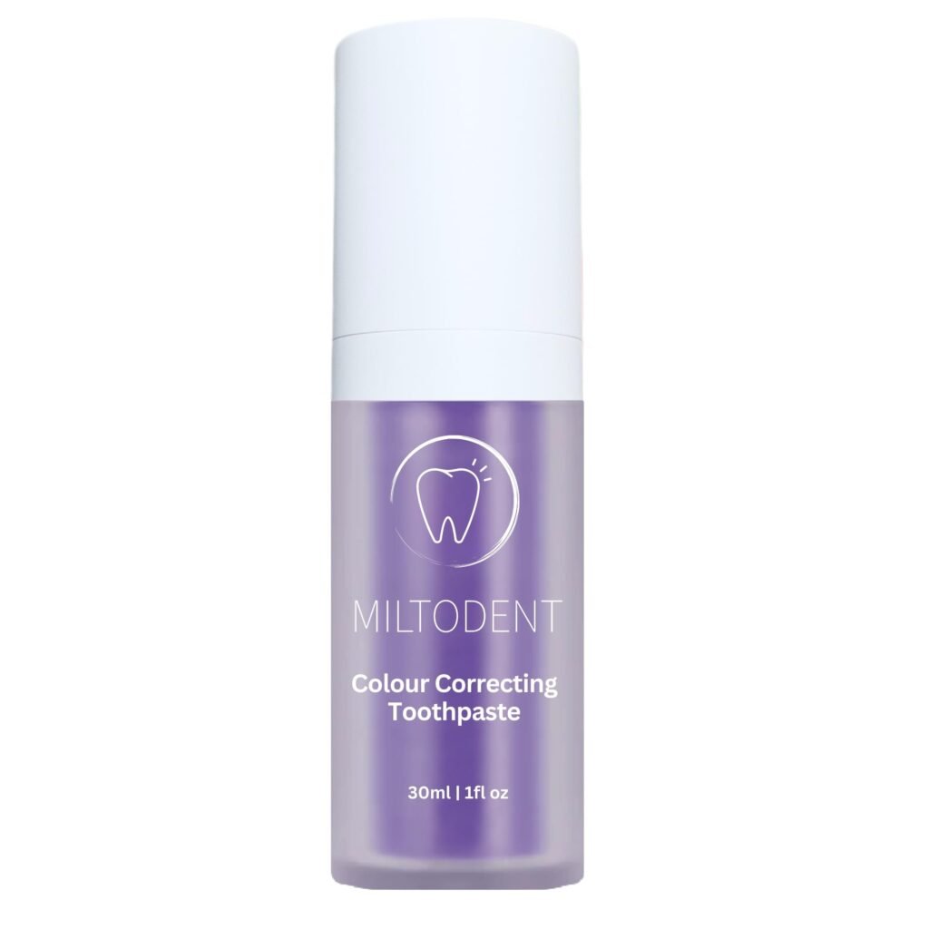 miltodent color correcting toothpaste in 30ml bottle