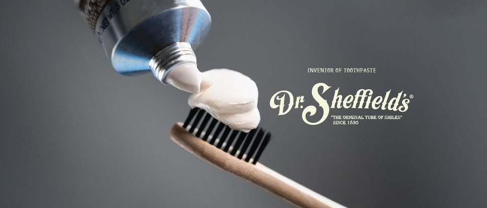 Dr.Sheffield’s toothpaste banner