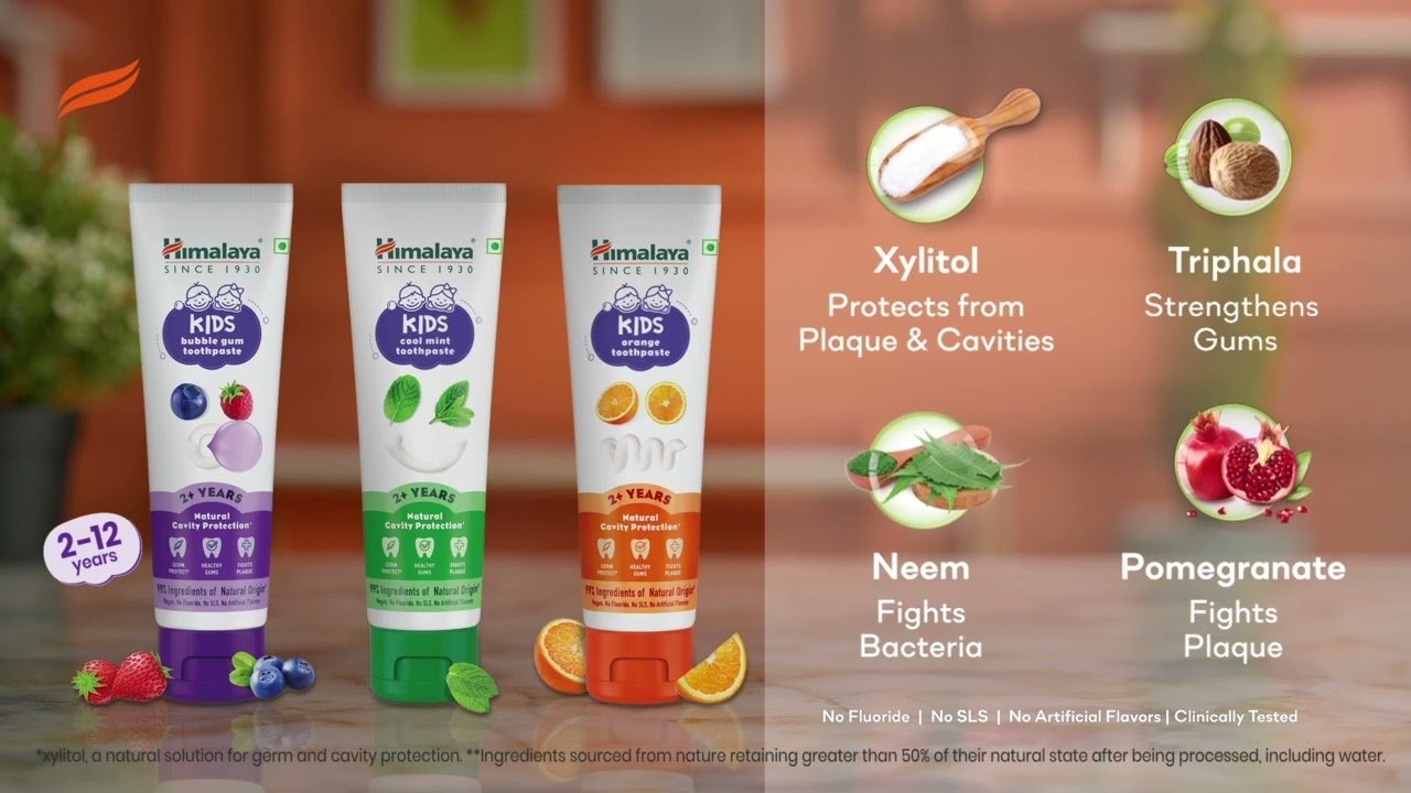 himalaya kids toothpaste in three different flavors