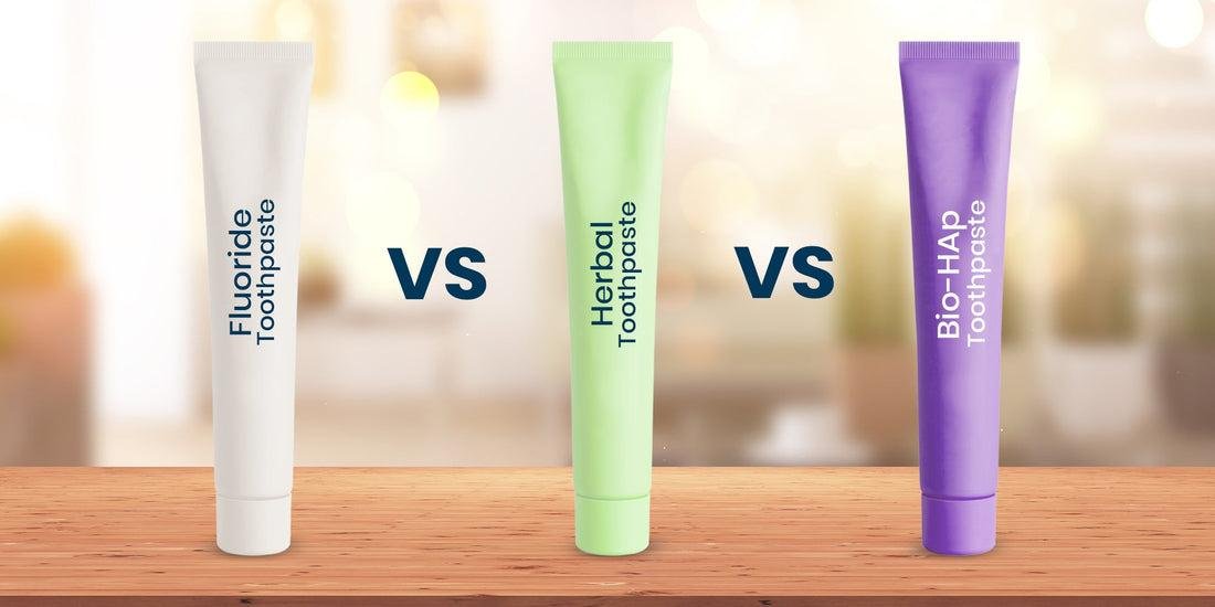 hydroxyapatite vs fluoride vs herbal toothpastes comparison