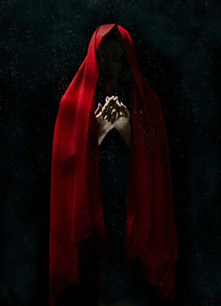 A dramatic, cinematic editorial shot capturing the concept of the best Marvis toothpaste as an Italian cult classic, featuring a cloaked figure behind rain-streaked glass.